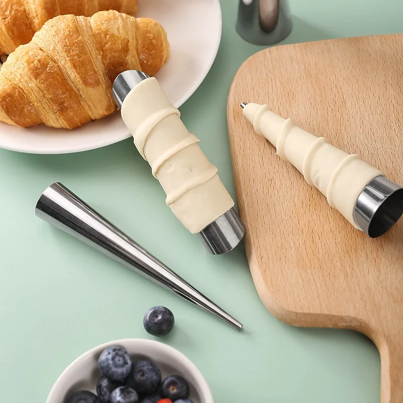 Stainless Steel baking Croissant Mold, Conical Tube, Round Tube, Pointed Tube, Danish Large Spiral Tube, Croissant