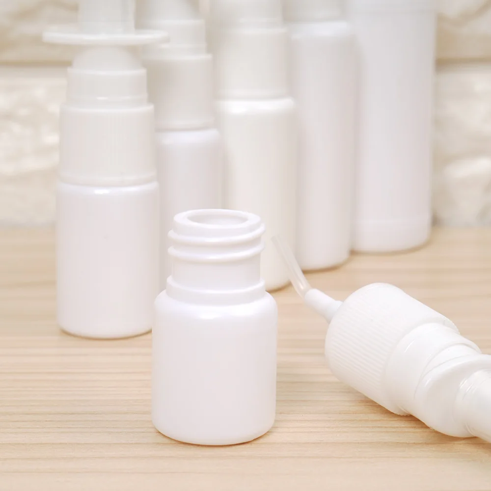 2pcs 5/10/15/20/30/50ml White Empty Plastic Nasal Spray Bottles Pump Sprayer Mist Nose Spray Refillable Bottle