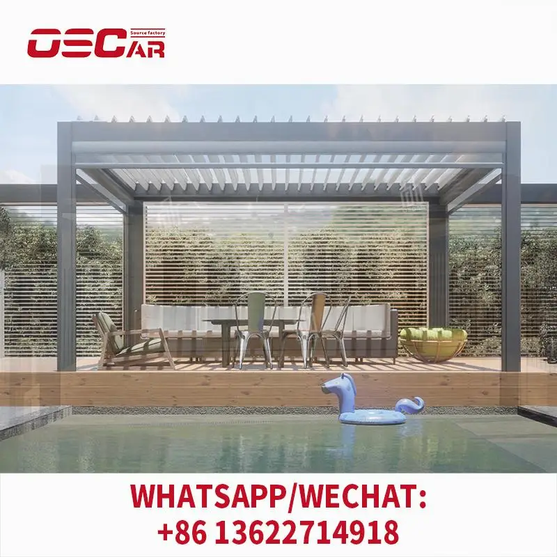 

Fully Automatic Electric Sunshade Aluminum Gazebo with Roof for Garden Outdoor Pergola pergola