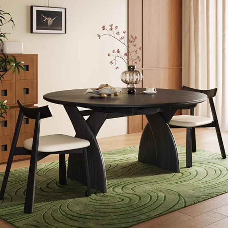 

Folding Vintage Dining Table Nordic Wood Home Round Dining Table Black Antiquity Style Mesa Comedor Living Room Furniture
