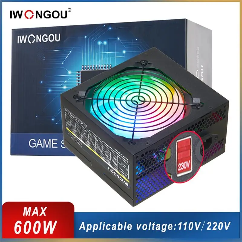 Top IWONGOU Power Supply For PC 600W Max 24pin 12v Atx Fonte 600W Max Computer Font For Gaming Desktop GAMESD600 PSU