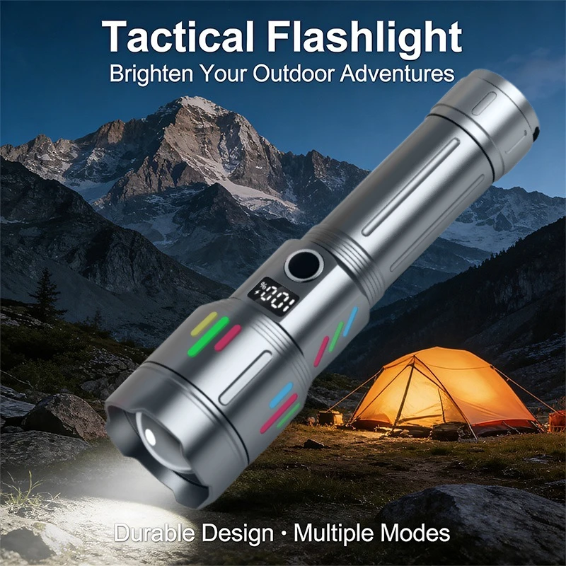 Strong Light Handheld Flashlight Rechargeable Zoom Household Aluminum Alloy Waterproof Torch Ideal for Outdoor Camping Hiking