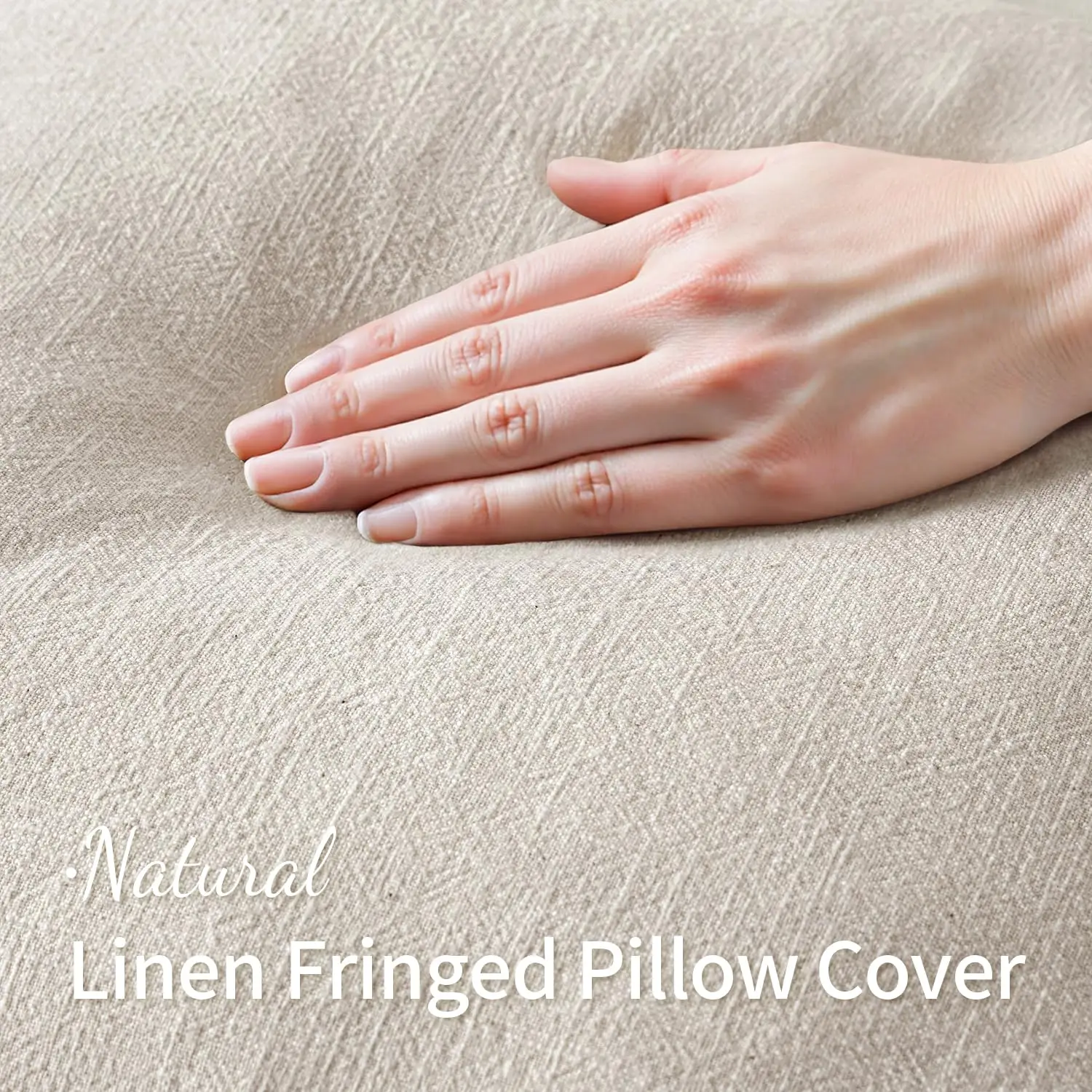 Decorative Linen Fringe Lumbar Throw Pillow Cover Cozy Boho Farmhouse Cushion Cover with Tassel Soft Accent Pillowcase for Sofa