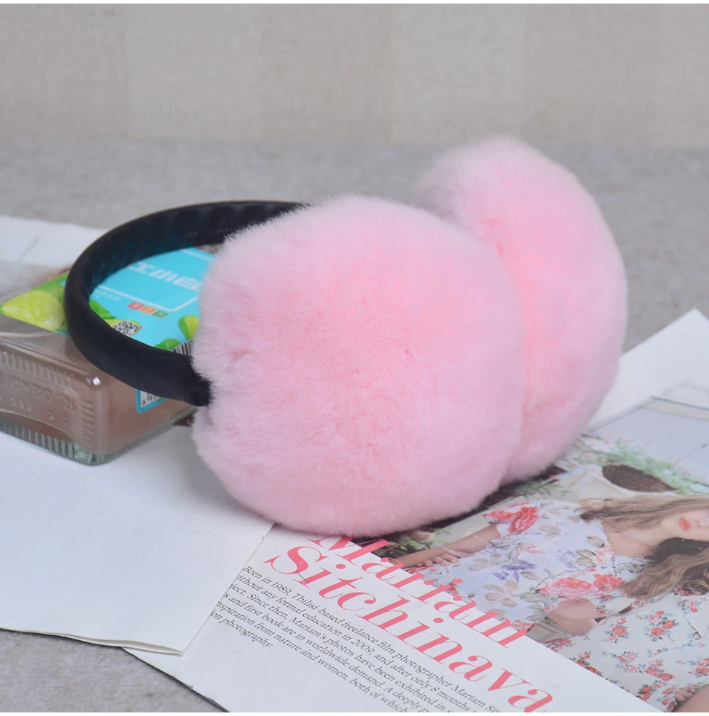 Rex Rabbit Fur Hang Ear Cover Warm Winter Earmuffs Headwear Ear Muffs Fur Earmuffs Cold Ear Warmer Fold Ear Protection Headband