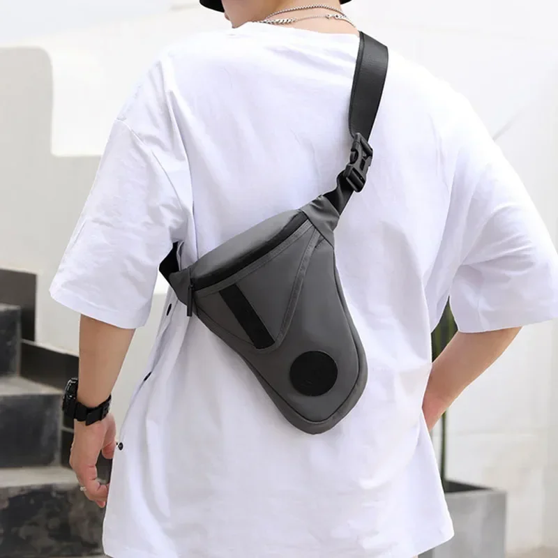 ผู้ชายไนลอนวางขากระเป๋าต้นขา Fanny Pack สําหรับรถจักรยานยนต์ Multi-Function ไหล่ Messenger ชายสะโพก Bum เข็มขัดเอวกระเป๋า