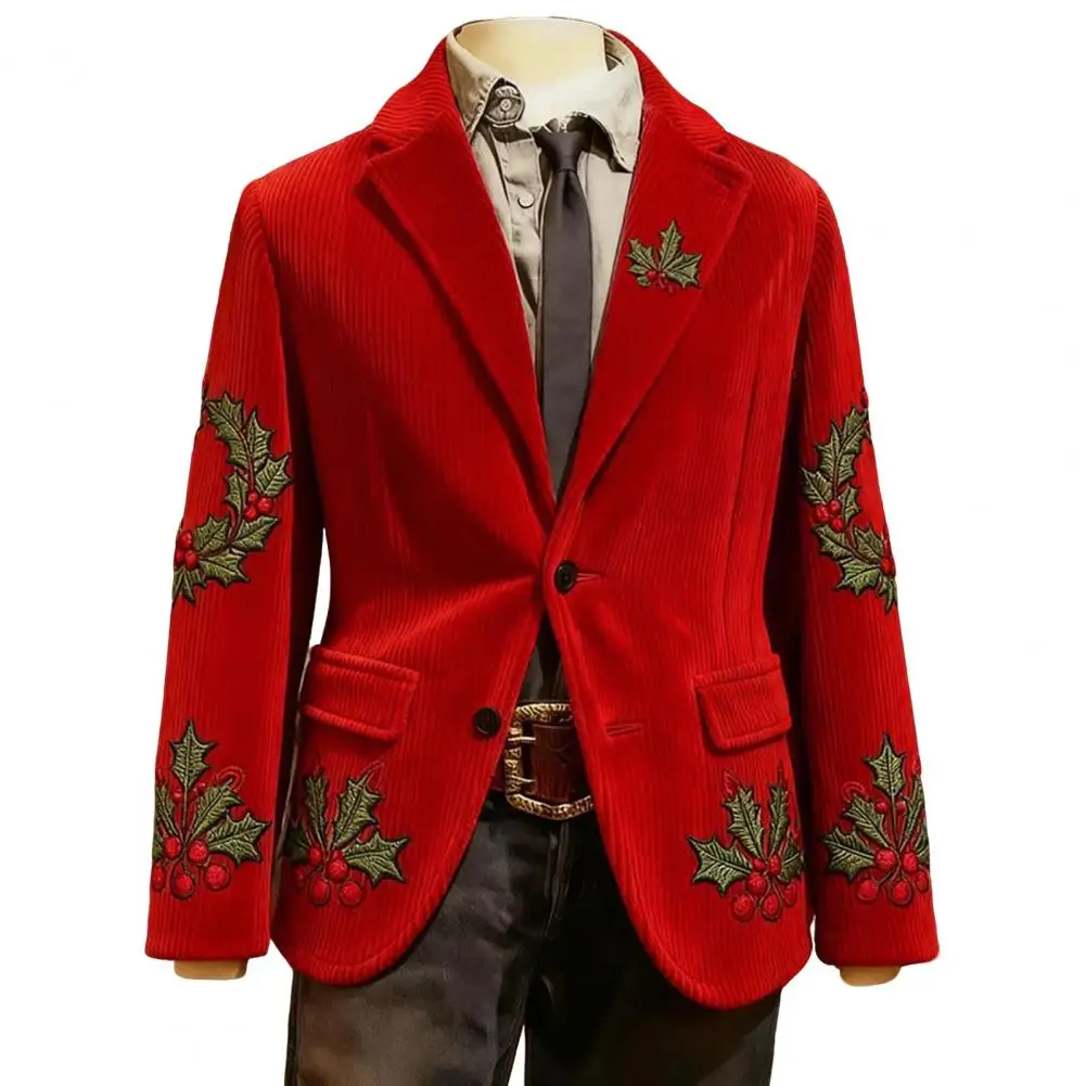 

Digital 3d Printing Suit Coat Men's Corduroy Suit Coat Slim Fit Single-breasted Jacket Vintage Holiday Sport Coat 3d Christmas