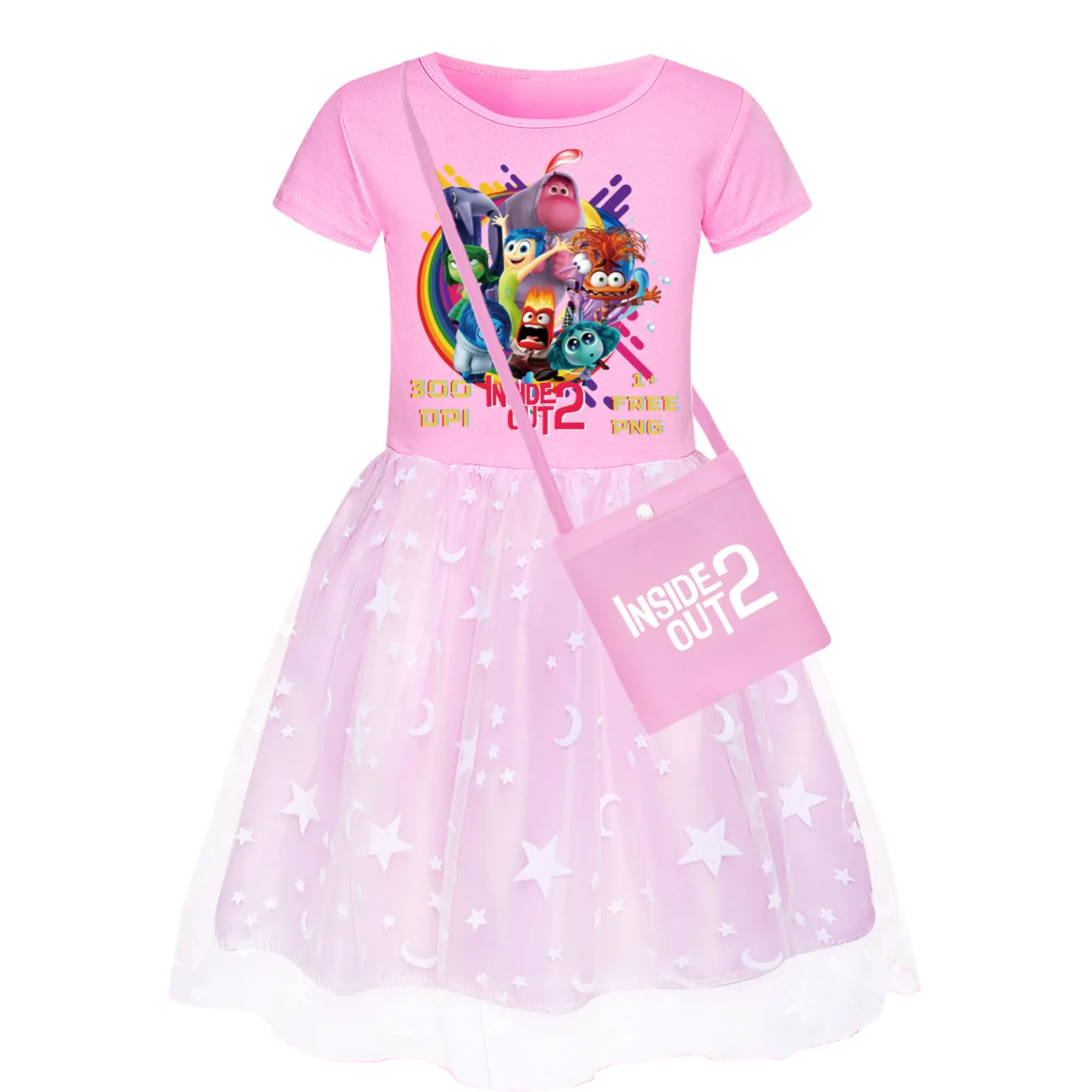 Summer Inside Out 2 Kids Clothes Girls Cartoon Disgust Joy Party Dresses Girl Princess Vestidos Sunshine Sexy Lace Trimmed Dress