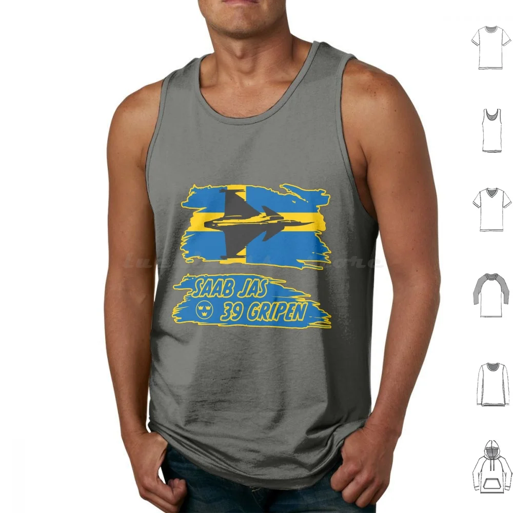 Saab Jas 39 Gripen Tank Tops Vest Sleeveless Saab Jas 39 Gripen Svenska Aeroplan Saab Gripen Airplane Fighter Jet Aviation