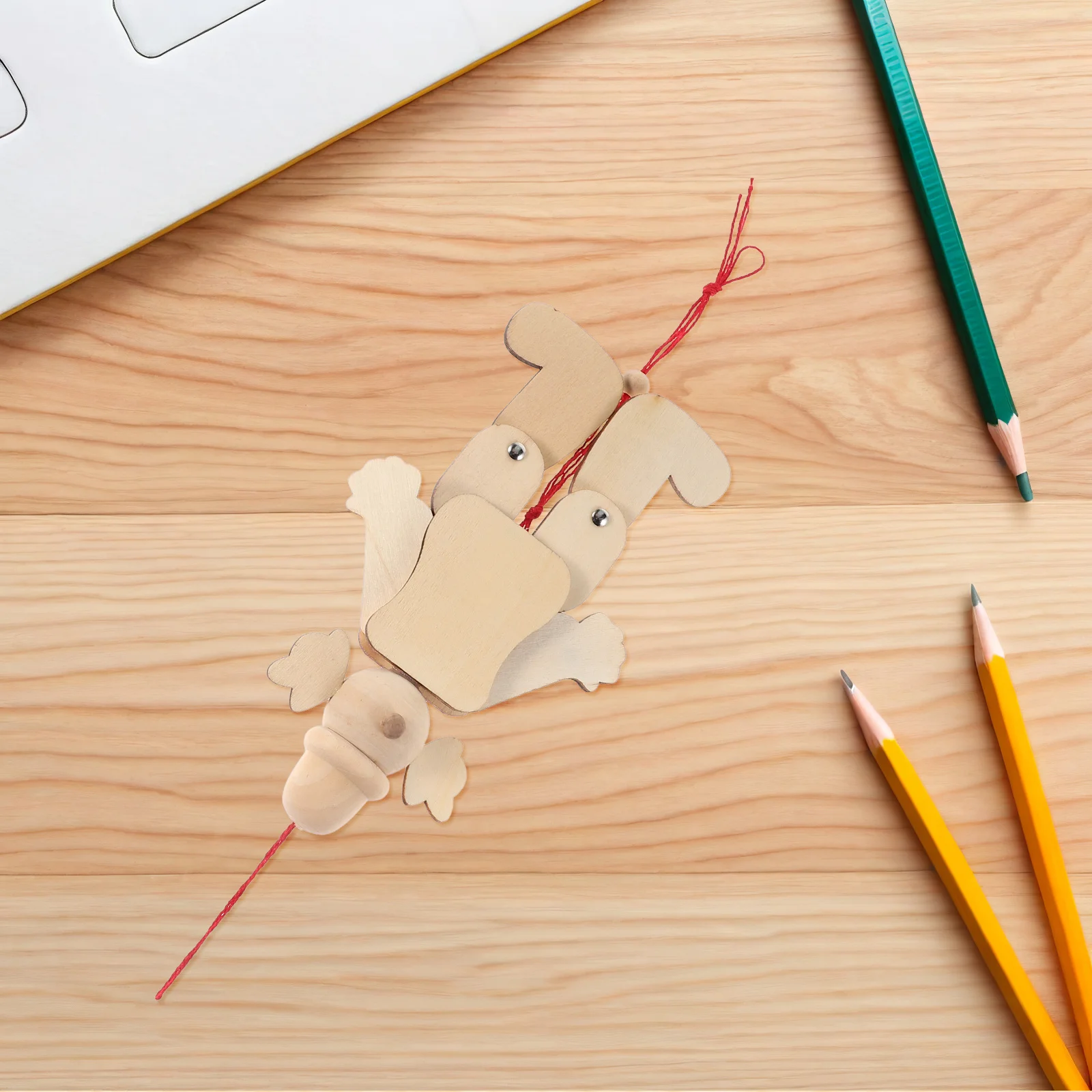 Marionetas de payaso con cuerda de madera sin terminar, manualidades DIY para niños pequeños, portátiles, sin necesidad de energía, marionetas de juego creativas en cuerdas, 6 uds.