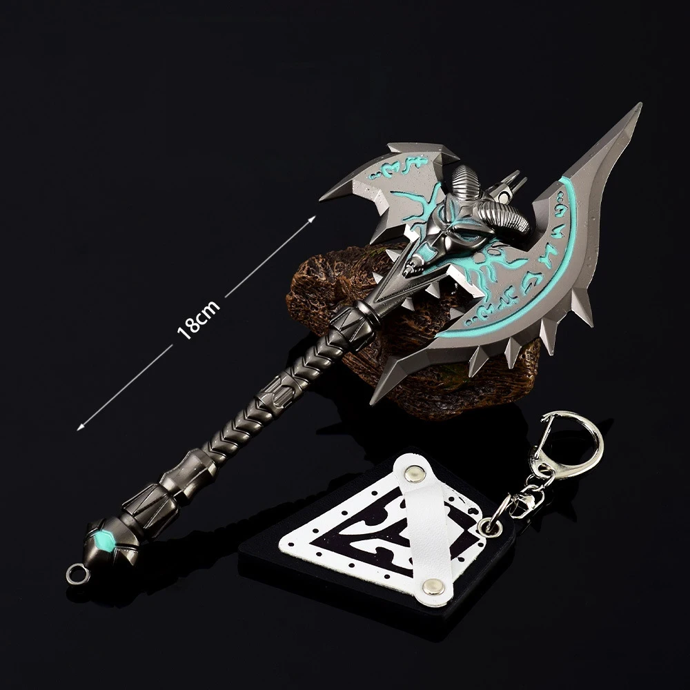 نموذج فأس Shadowmourne - 18 سم (7.08 بوصة) سبائك الزنك - شفرة غير حادة، مقاومة للصدأ - يتضمن فأس لعبة - مثالي لعشاق World of Warcraft، التحف أو الهدايا - قطعة عرض مكتبية