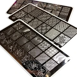 Geometric Love Heart Nail Stamping Plates French Line Design Leaf Floral Nail Art Stamp Stencil Printing Template Accessories