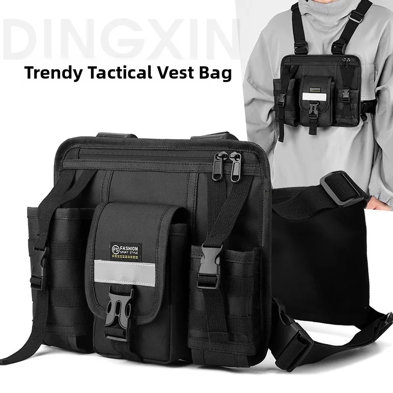 Men's multi-compartment work vest bag, functional vest bag, casual and stylish backpack