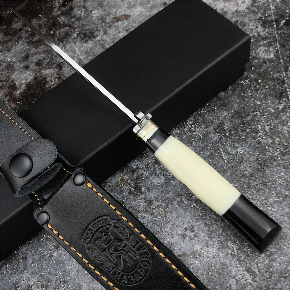 Tactical Russian Fixed Blade Nkvd Ussr Finka NKVD Knife Outdoor Survival Hunting Folding Knife Self Defense Leather Sheath