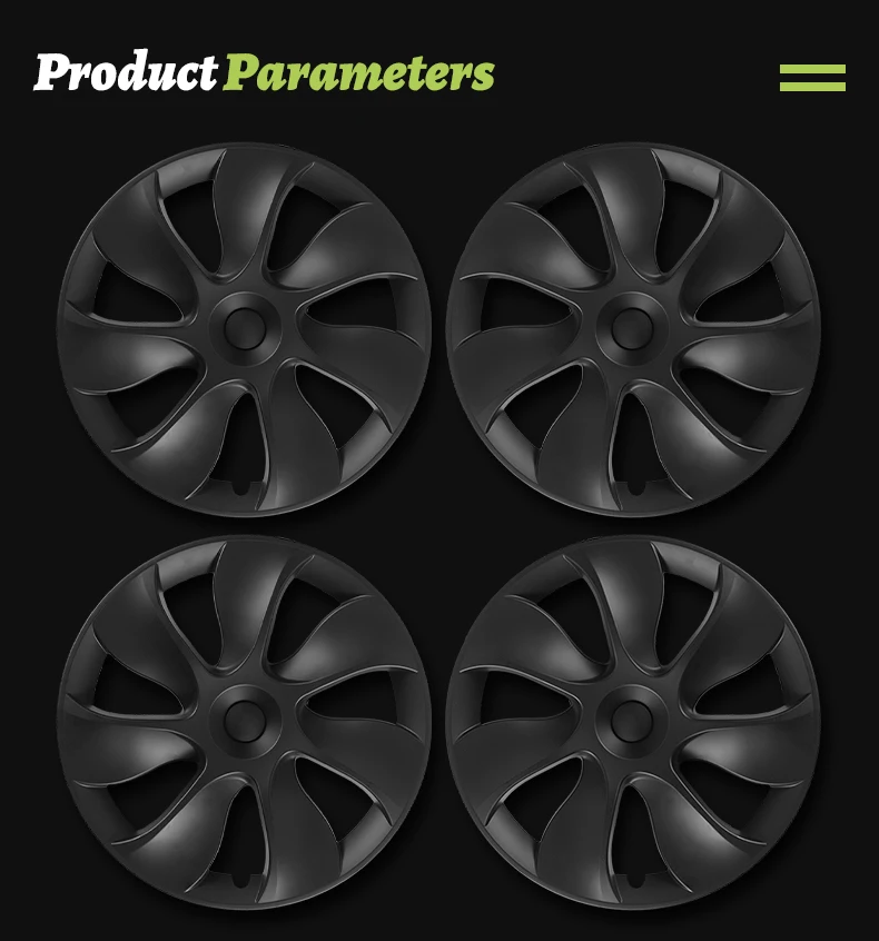 4PCS Wheel Cap Design For Tesla Model Y 2020-2024 19 Inch Right&Left Hubcaps Cyclone Cover Wheel Cover Replacement Accessories