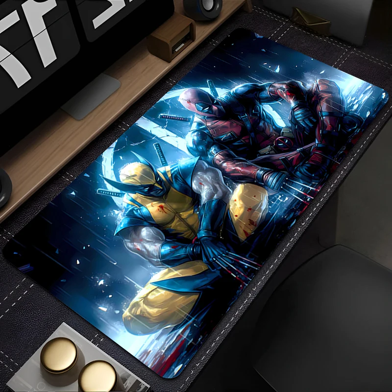 Mouse pad desk pad non-slip keyboard pad computer desk pad and coaster for gamers PC carpet W-Wolverine & D-Deadpool Mousepad