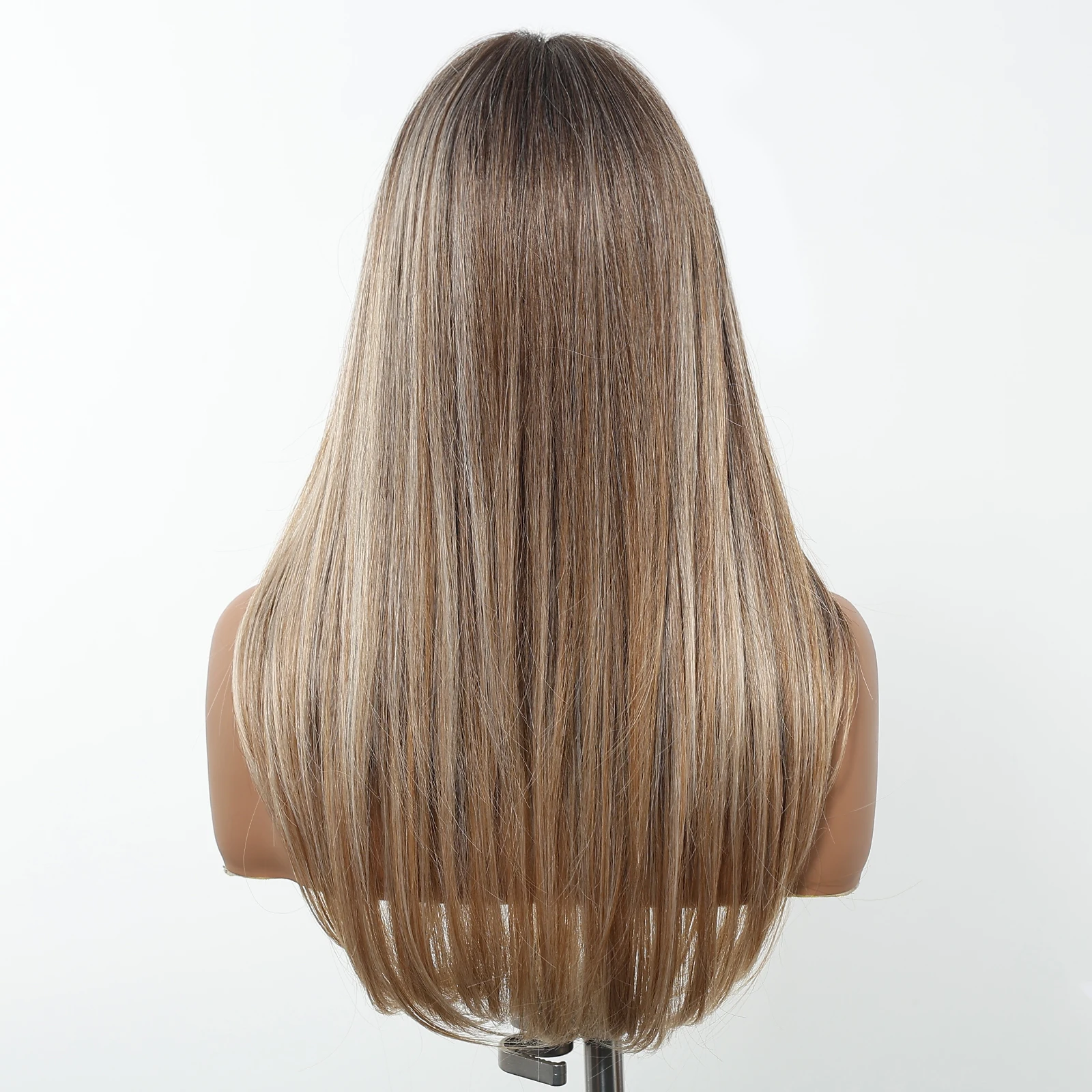 HENRY MARGU Коричневый натуральный многослойный синтетический парик с челкой Длинный прямой повседневный парик для женщин Термостойкие искусственные волосы для вечеринок