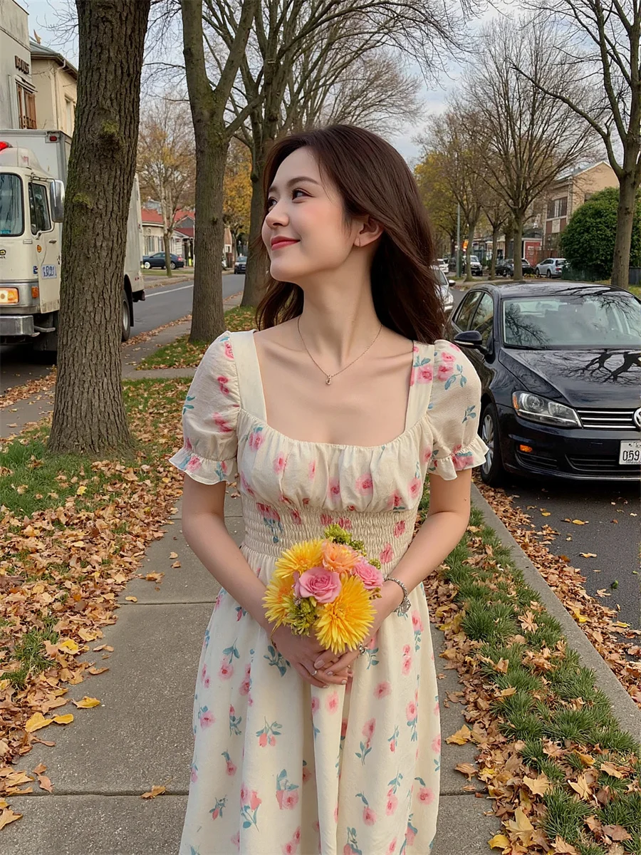 Damesfeestjurk voor dames Bloemenprint Enkellange Gradiënt Ombre Meerkleurig Kleurrijk Contrasterend Blokkerend Kleurblok