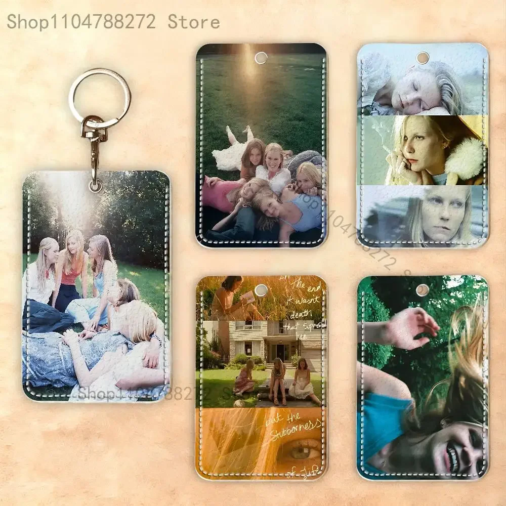 The V-Virgin S-Suicides Premium PU Leather Card Holder Card Case with Metal Carabiner,Customizable Design for Daily Use
