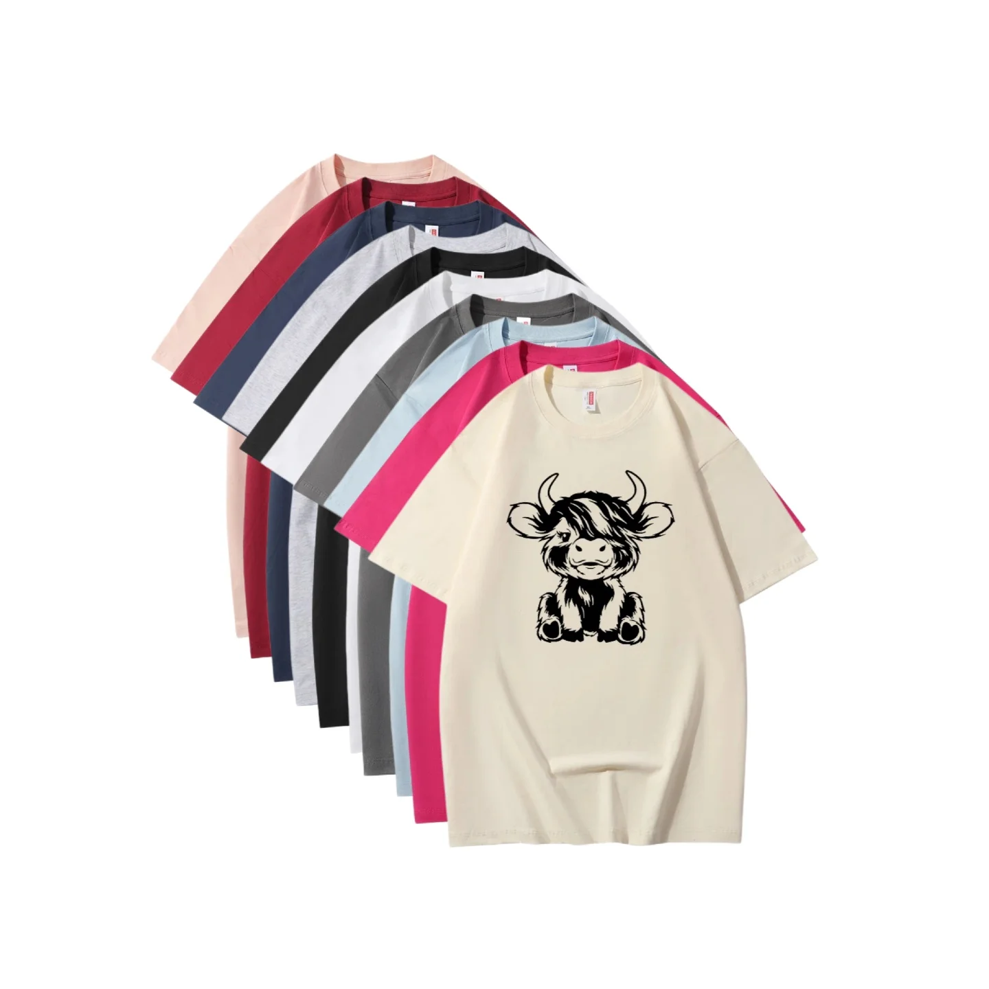Summer new style couple's clothing made of linen. Fashionable and cute little cow design. Loose, breathable and comfortable T-sh