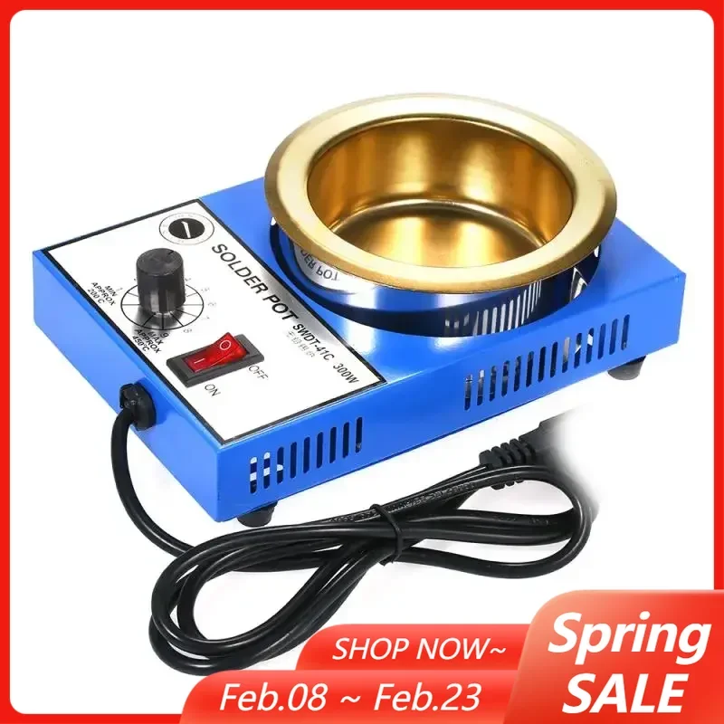 

100/150/250/300W Solder Pot Tin Melting Furnace Thermoregulation Soldering Desoldering Bath 200~450 Centigrade+Universal Adapter