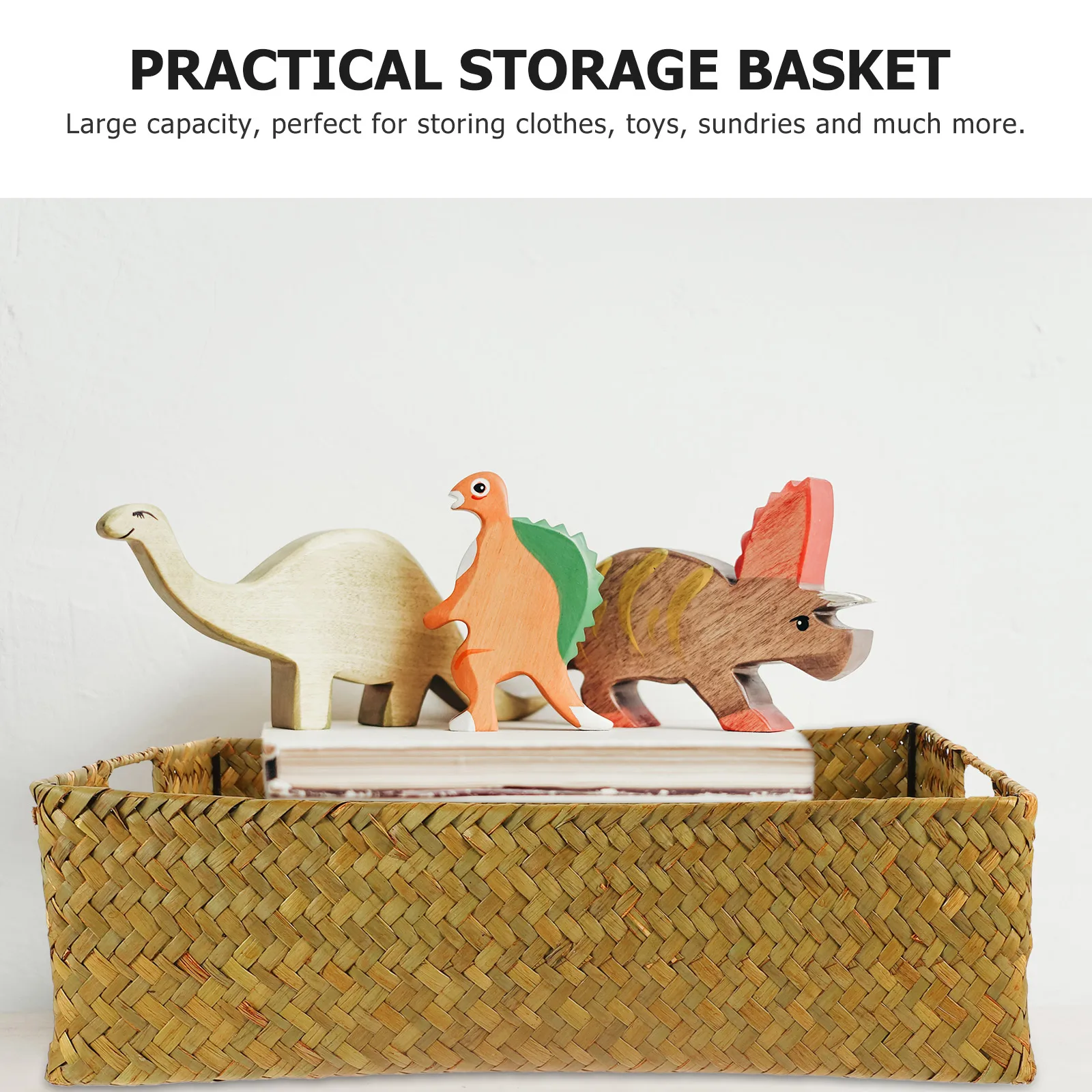 

1pc Large Rectangular Natural Seaweed Storage Basket Handmade Woven Organizer Home Bedroom Bathroom Candies Jewelry