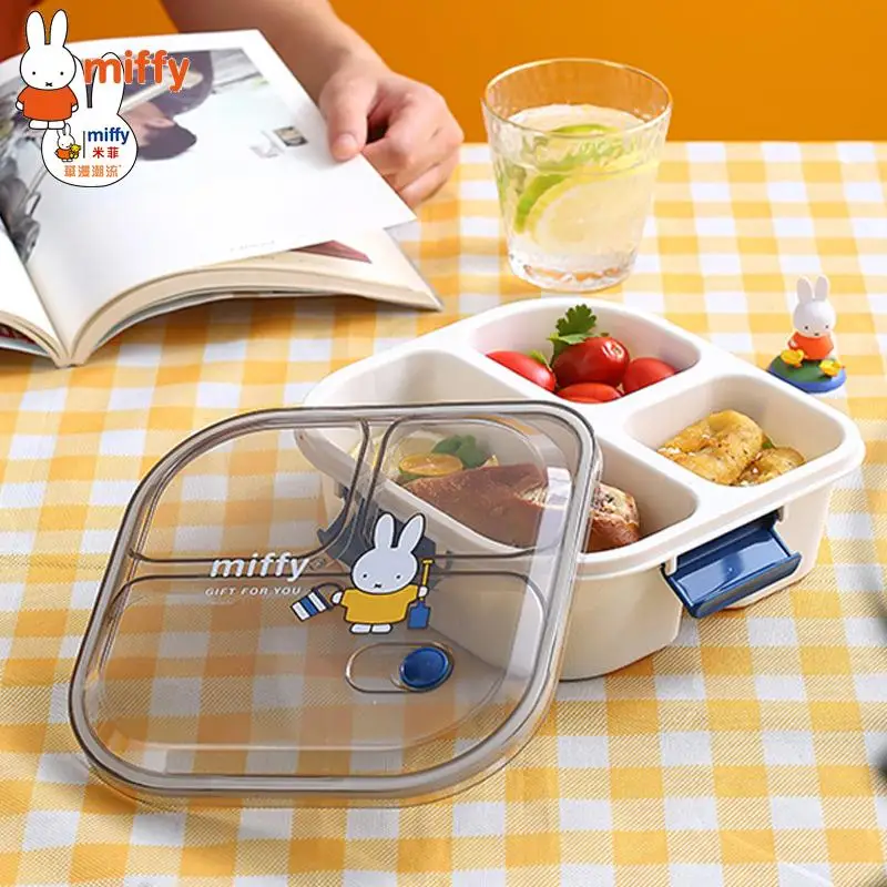 Kawaii Miffy Rabbit Lunch Box Cartoon Microwave Lunch Box Student Portable Bento Bowl Office Worker High-Capacity Lunch Box Gift