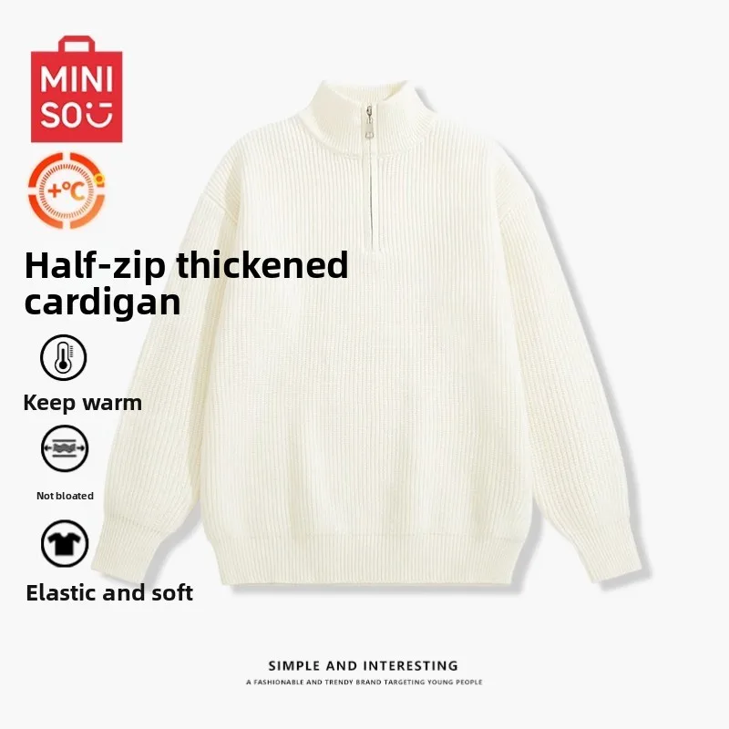   Herren-Pullover mit halbem Reißverschluss, Strickwaren im Herbststil, luxuriöse Freizeitjacke für den Außenbereich