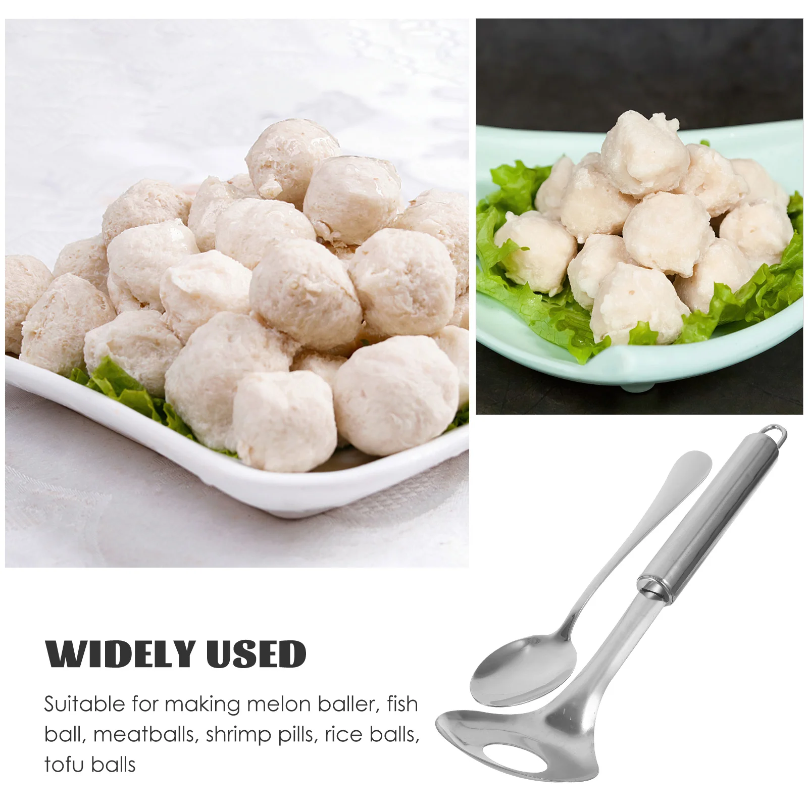 

2 Pcs Stainless Steel Meatball Maker Meatballs Slotted Spoon Kitchen Making Tool