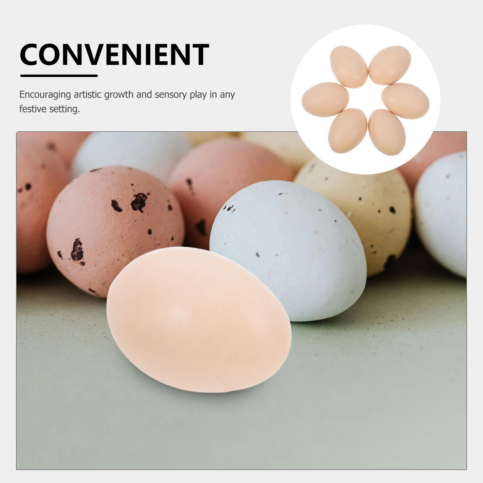 6Pcs Painted Easter Eggs DIY Set Smooth Plastic Eggs for Crafting Early Development Motor Skills Artistic Activities Artificial