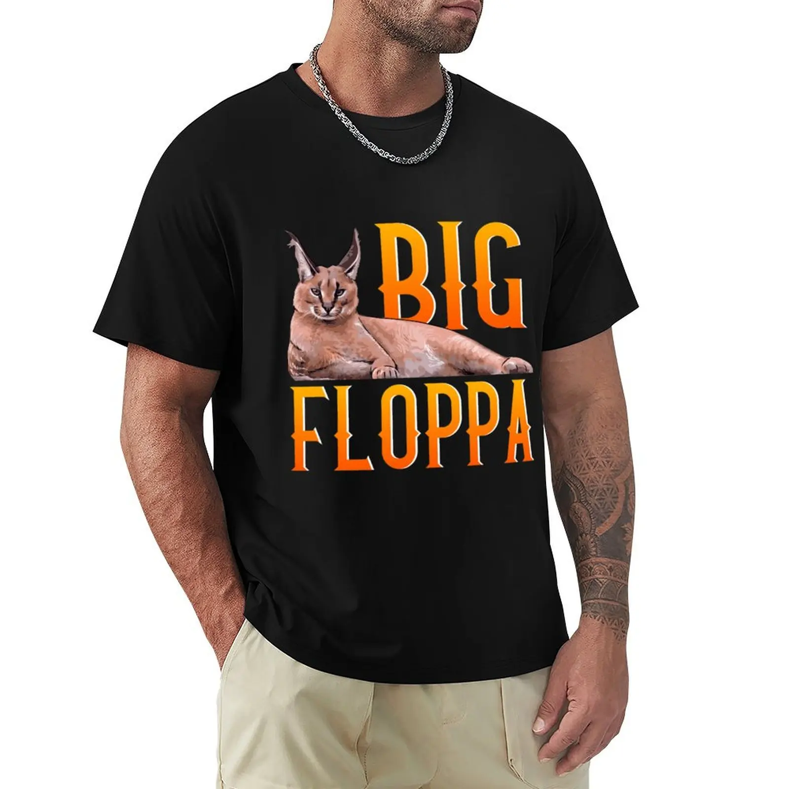 Big Floppa funny T-Shirt Casual Daily Wear Short Sleeve Top