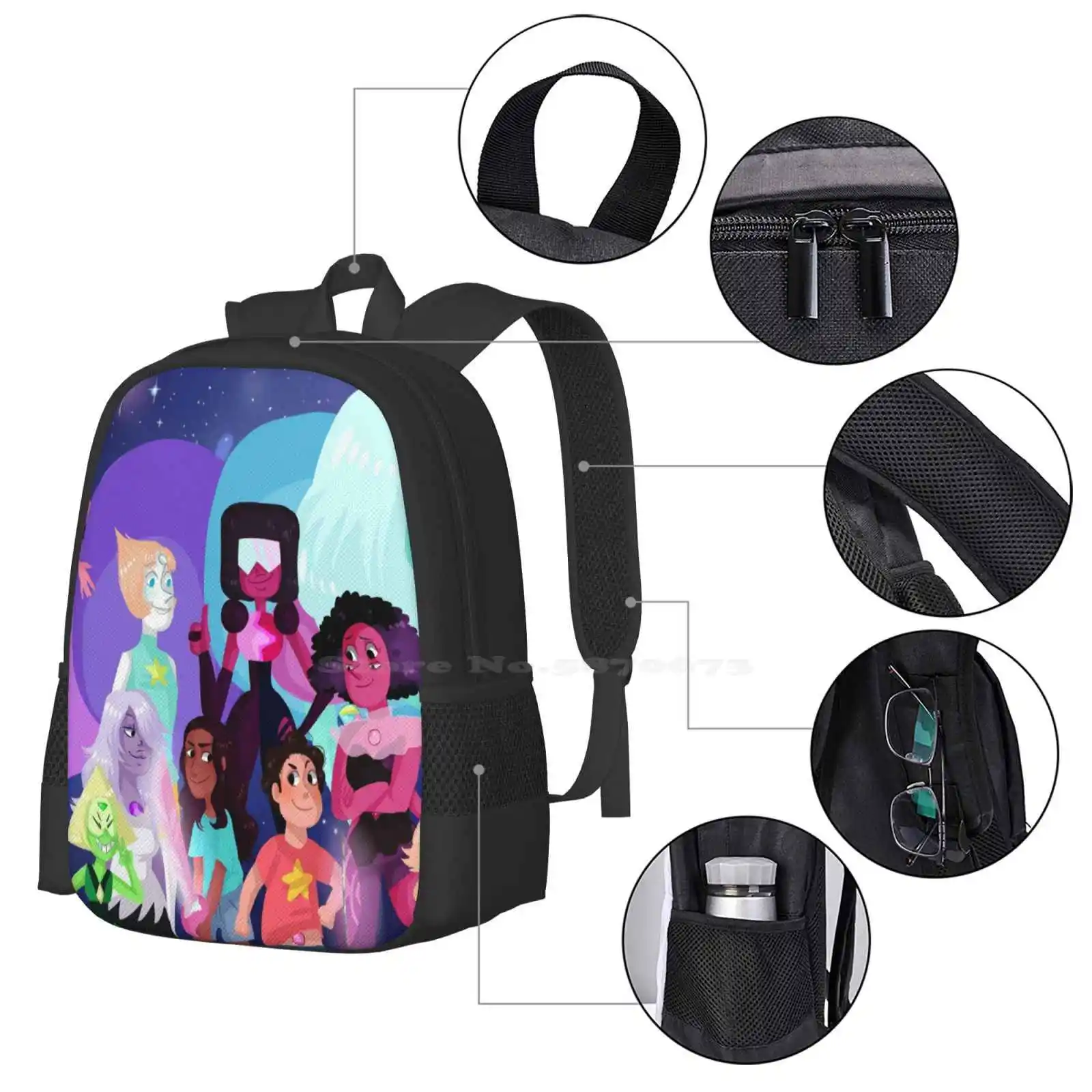 Steven Universe School Bag Big Capacity Backpack Laptop Garnet Amathyst Pearl Stevenuniverse Obyart Lapislazuli Peridot