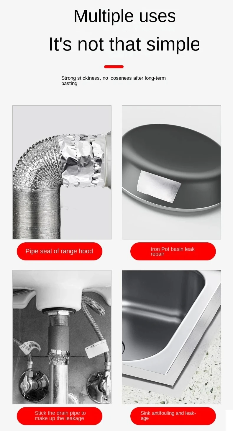 One Aluminum Foil Tape Heat-Resistant And Heat-Insulating Kitchen Sink Stainless Steel Tape Waterproof And Self-Adhesive Stove
