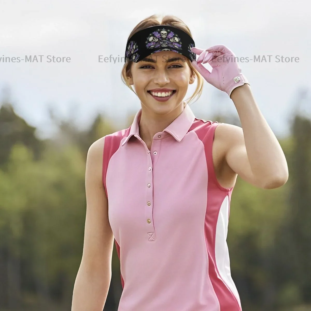 Summer Sun Hat Men Women Adjustable Visor Top Empty Mandala With Skull Fantasy Mushrooms Crystals Sports Tennis Golf Running Cap