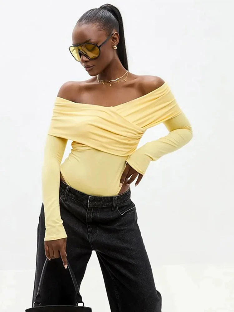 Women Spring Sexy Red Bodysuits Backless Solid Corset Slim Fashion Crossed Bodysuits Long Sleeves Casual Female Knitted Rompers