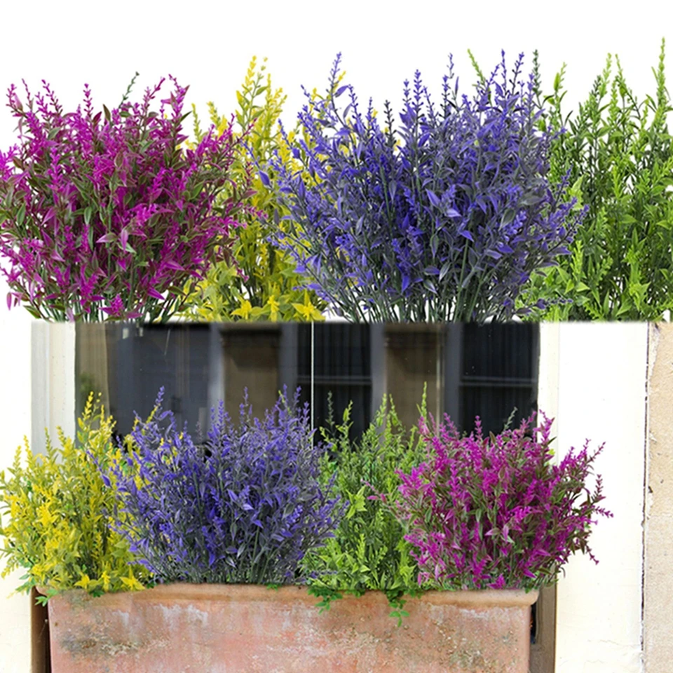 

10/20pcs Artificial Flowers Plastic Lavender Fake Plants Grass Wedding Home Vases Garden Decor Hot Sale Daily Window Accessories