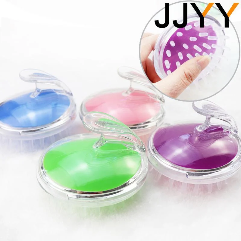 Portable Silicone Shampoo Brush Soft Scalp Massage Brush Handheld Bath Shower Brush Round Hair Comb for Deep Cleaning
