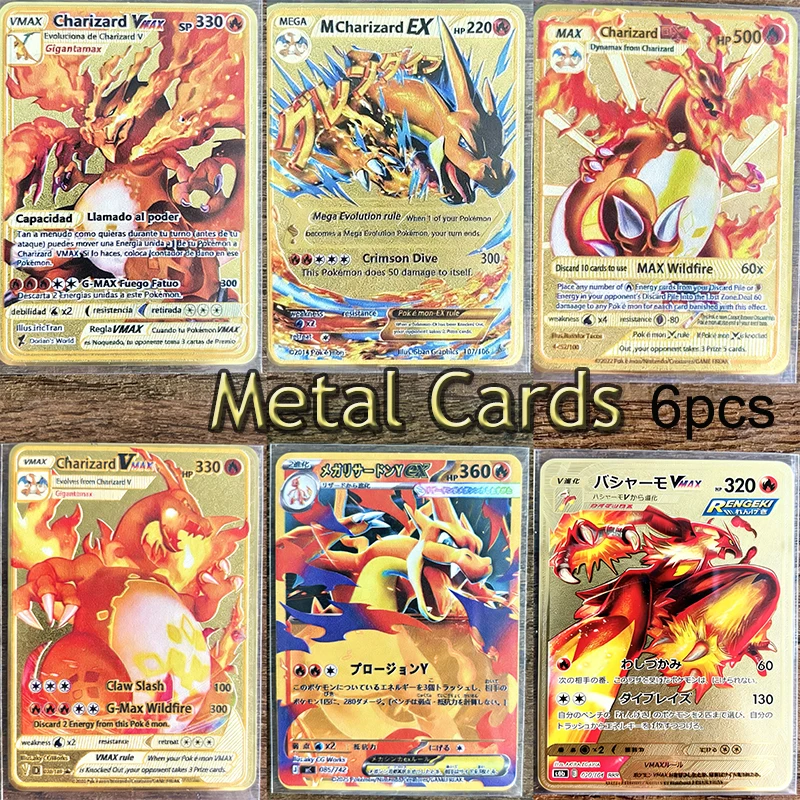10000 Punkte Metallkarte Arceus Glurak Super Regenbogen-Glurak-Karte Golden English Mewtu Weihnachtsgeschenk – Detail 6