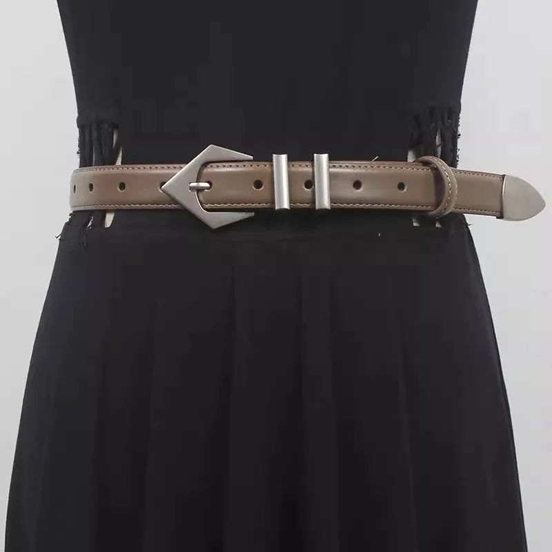 여성 활주로 패션 빈티지 정품 가죽 Cummerbunds 여성 드레스 코르셋 허리띠 벨트 장식 좁은 벨트 R1970