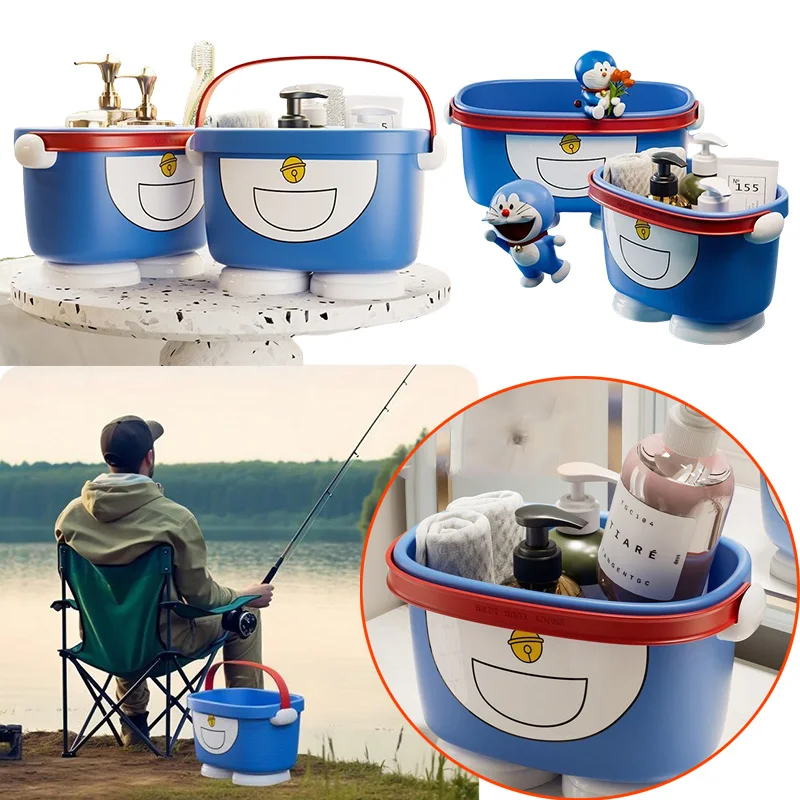 

Doraemon Bathroom Handheld Toiletrie Storage Basket Anime Character Bath Storage Basket Dormitory Bath Basket Square Storage Box