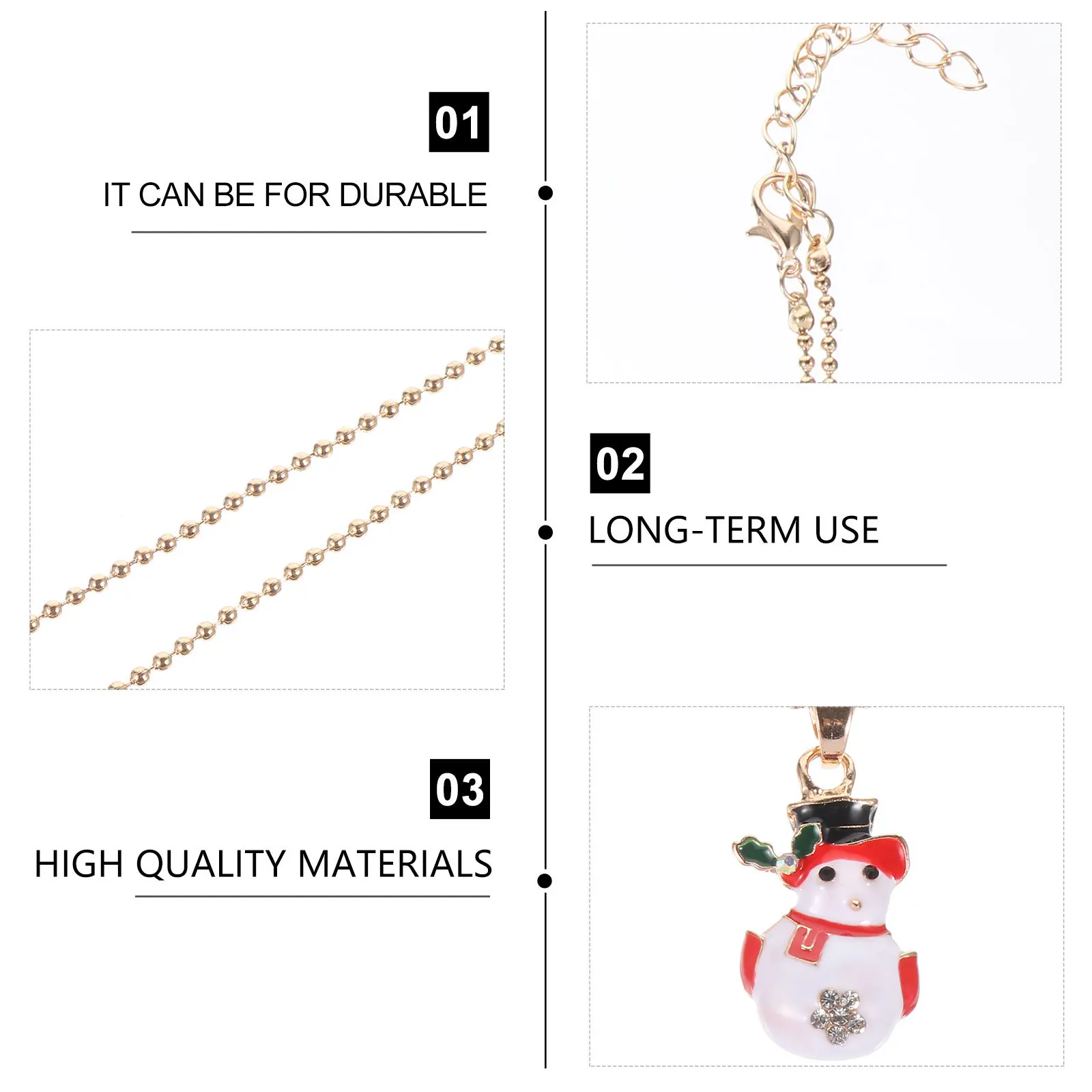 

2Pcs Snowman Christmas Necklace Fashion Alloy Chain Party Jewelry Sweater Necklace Women Christmas Neck Pendant