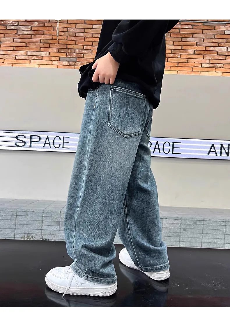 Neue Kinder Jungen Denim Hosen Baumwolle Feste Elastische Taille Infant Babyd Boyd Jeans Lose Vielseitige Junge Teenager Jungen Hosen – Detail 4