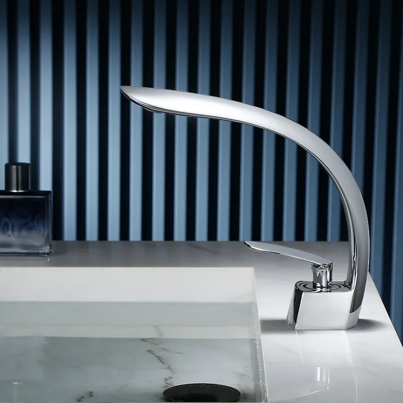 Basin Faucet Grey/Black Bathroom Mixer Tap Brushed Gold  Wash basin Faucet Single Handle Hot and Cold Waterfall Faucet