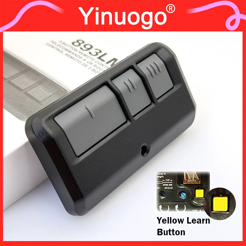 

1/2/10/20 шт. открыватели гаражных ворот, желтая кнопка обучения, совместимая с пультом дистанционного управления LiftMaster 893LM 891LM 950ESTD 953ESTD 41A7633