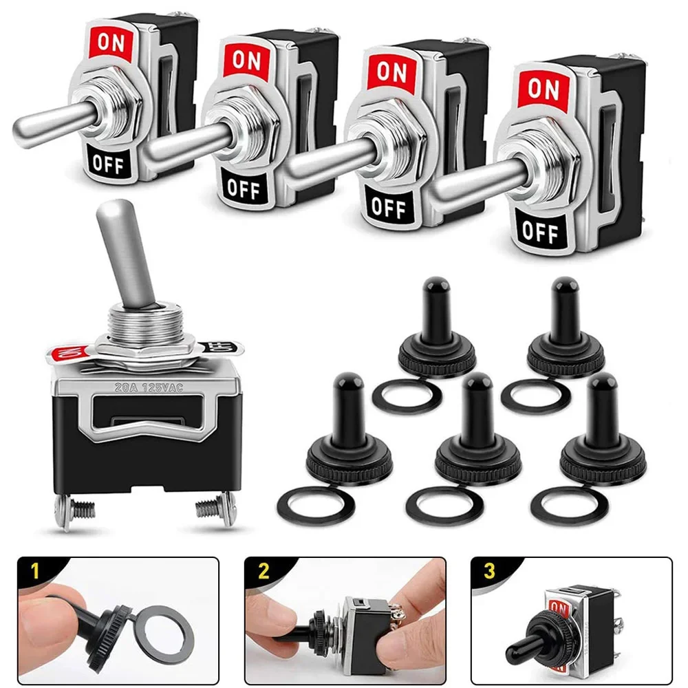 Universal Replacement Toggle Switches! 5PCS Waterproof ON/OFF Rocker Switch Kit for Car, Truck & Boat Electronics