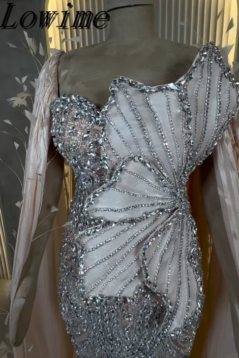 Elegante 3D geplooide sprankelende zware kralen galajurken voor huwelijksverjaardag 2026 prachtige lange zeemeermin feestjurk op maat