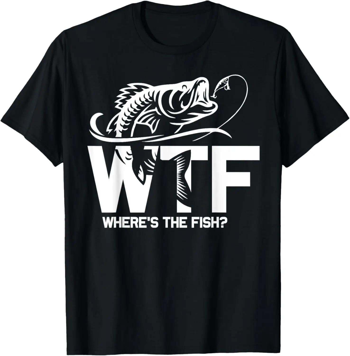 

WTF Забавная подарочная футболка для любителей рыбалки Where's The Fish, 100% хлопок