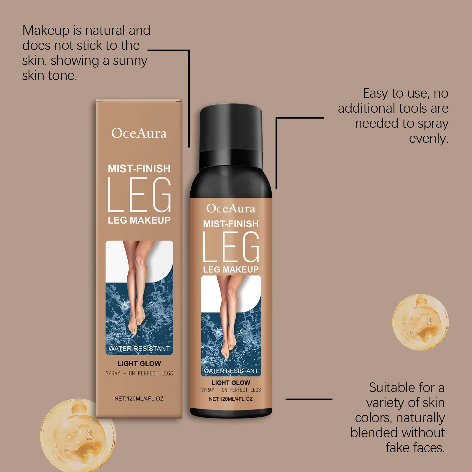 Bronze Leg Makeup Liquid Concealer Even Skin Tone Lasting Moisturizing Body Foundation Cover Tattoo Blemish Fake Tanning Spray - Image 4