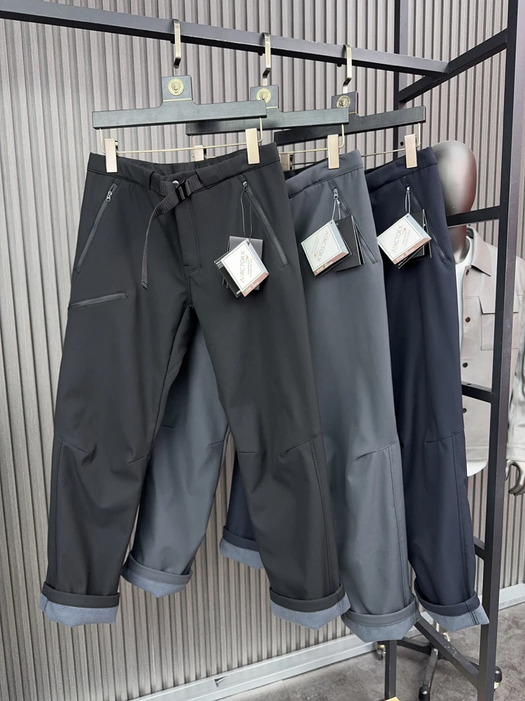 

Men's Fce Lined Thiened Soft ell Casual Pants Autumn Winter Warm Straight Leg Workwear Faion Urban Sle Color