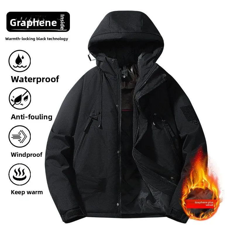 

Thiened aphene Хлопковая куртка с капюшоном, мужская модная брендовая куртка для пар, молодежная модная длинная молния, наполнитель из поливолокна, весна