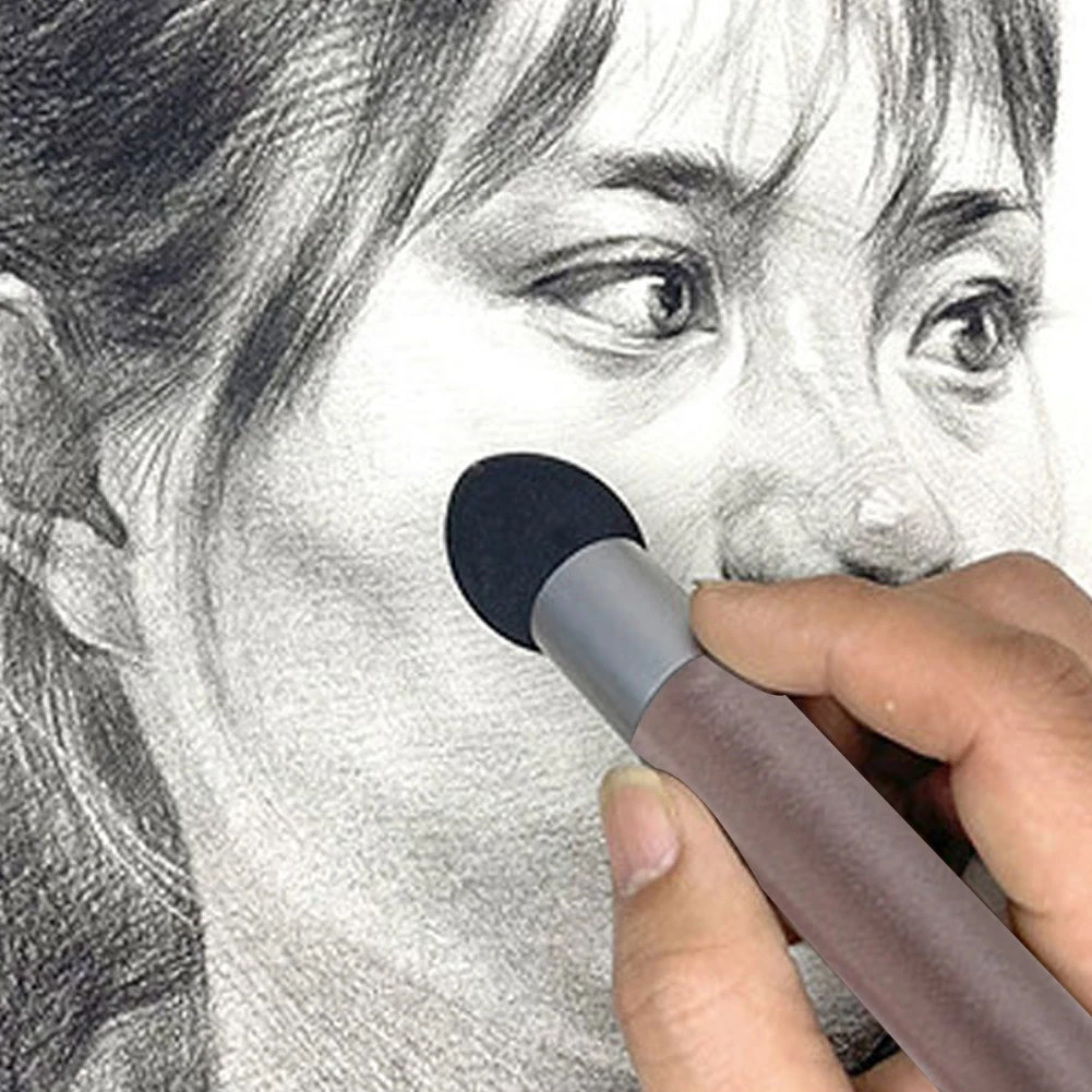 3Pcs Sketch Pen Brush Rubbing Sponge Wipe Clean Tool Set For Art Highlight Gray Surface Detail Processing Rendering Smudge Erase